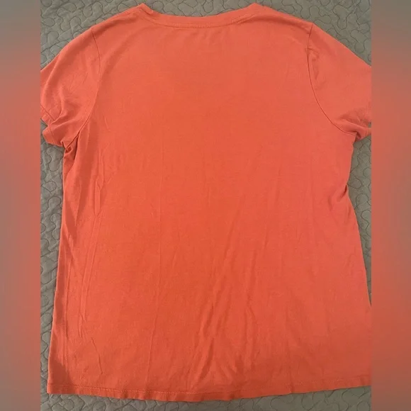 Quince modal cotton Women's V-Neck Orange tee in Color burnt sienna - Picture 3 of 7